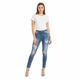 HYDRAULIC Sophie Womens Blue Distressed Mid Rise Ankle Skinny Jeans‎ Size 3